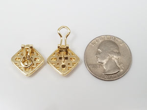 Chic 14k Two Tone Gold Natural Diamond Earrings