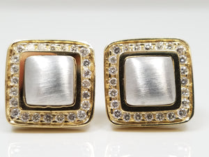 Chic 14k Two Tone Gold Natural Diamond Earrings