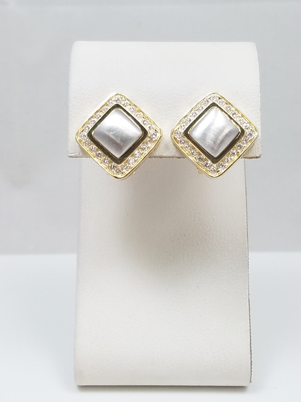 Chic 14k Two Tone Gold Natural Diamond Earrings