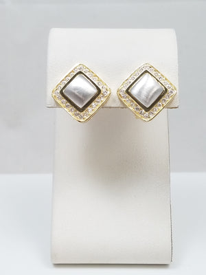 Chic 14k Two Tone Gold Natural Diamond Earrings