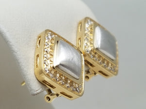Chic 14k Two Tone Gold Natural Diamond Earrings