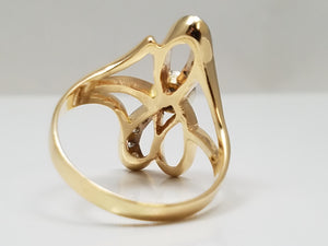 Two Tone 14k Gold Diamond Crossover Ring