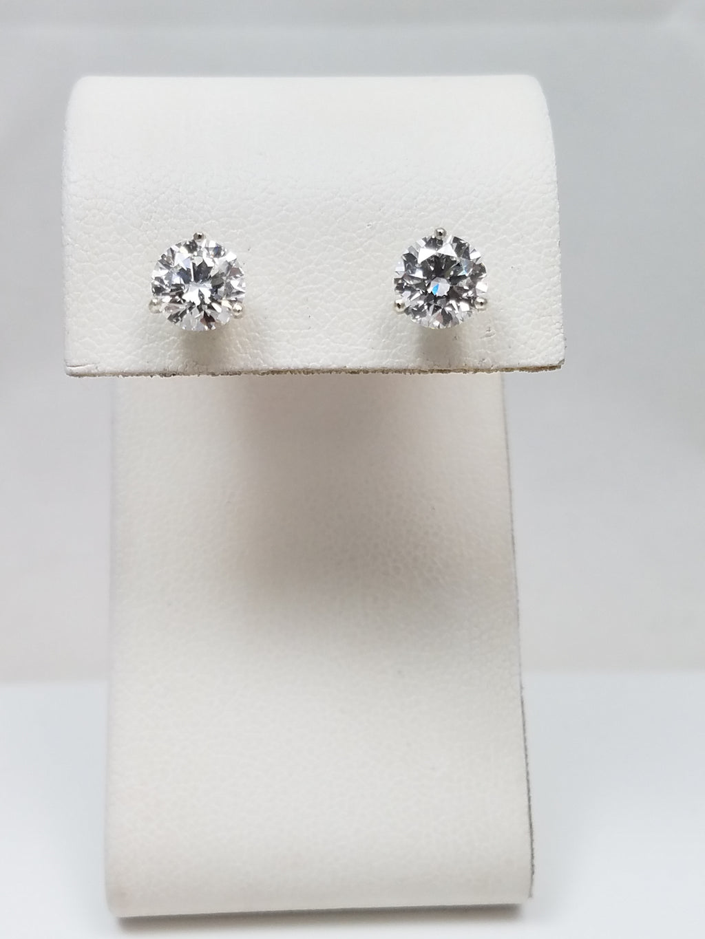 Superior 2.18ctw IGI Certified Lab Grown Diamond 14k White Gold Solitaire Earrings
