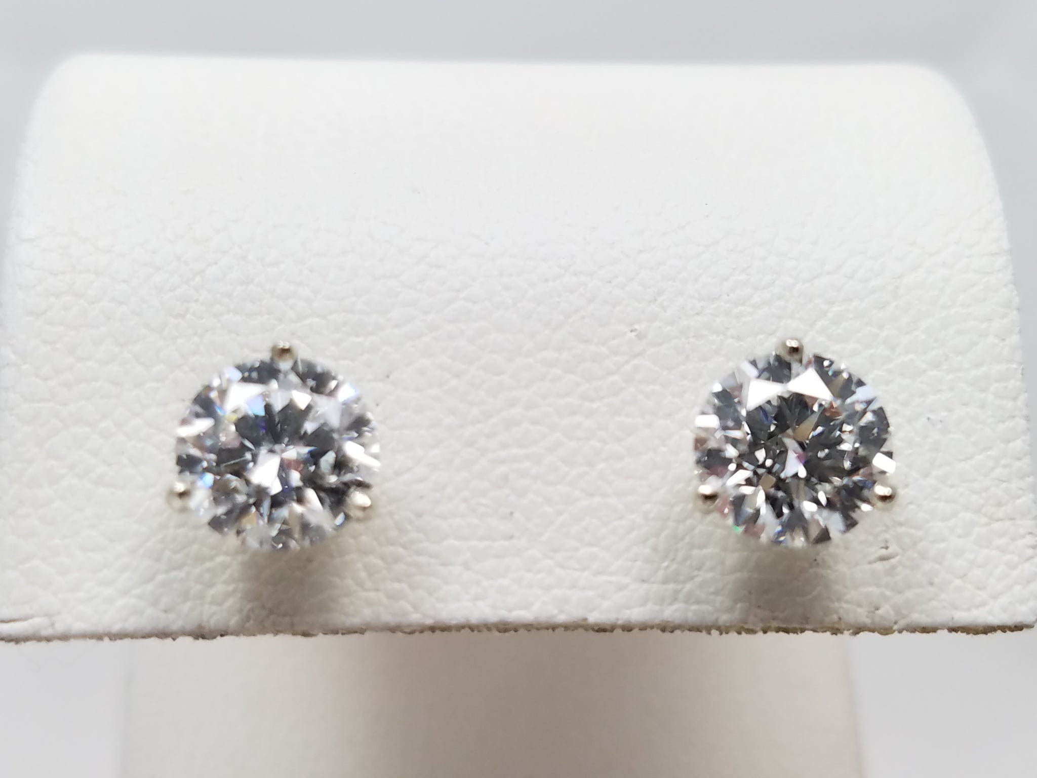 Superior 2.18ctw IGI Certified Lab Grown Diamond 14k White Gold Solitaire Earrings