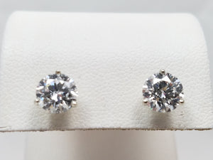 Superior 2.18ctw IGI Certified Lab Grown Diamond 14k White Gold Solitaire Earrings