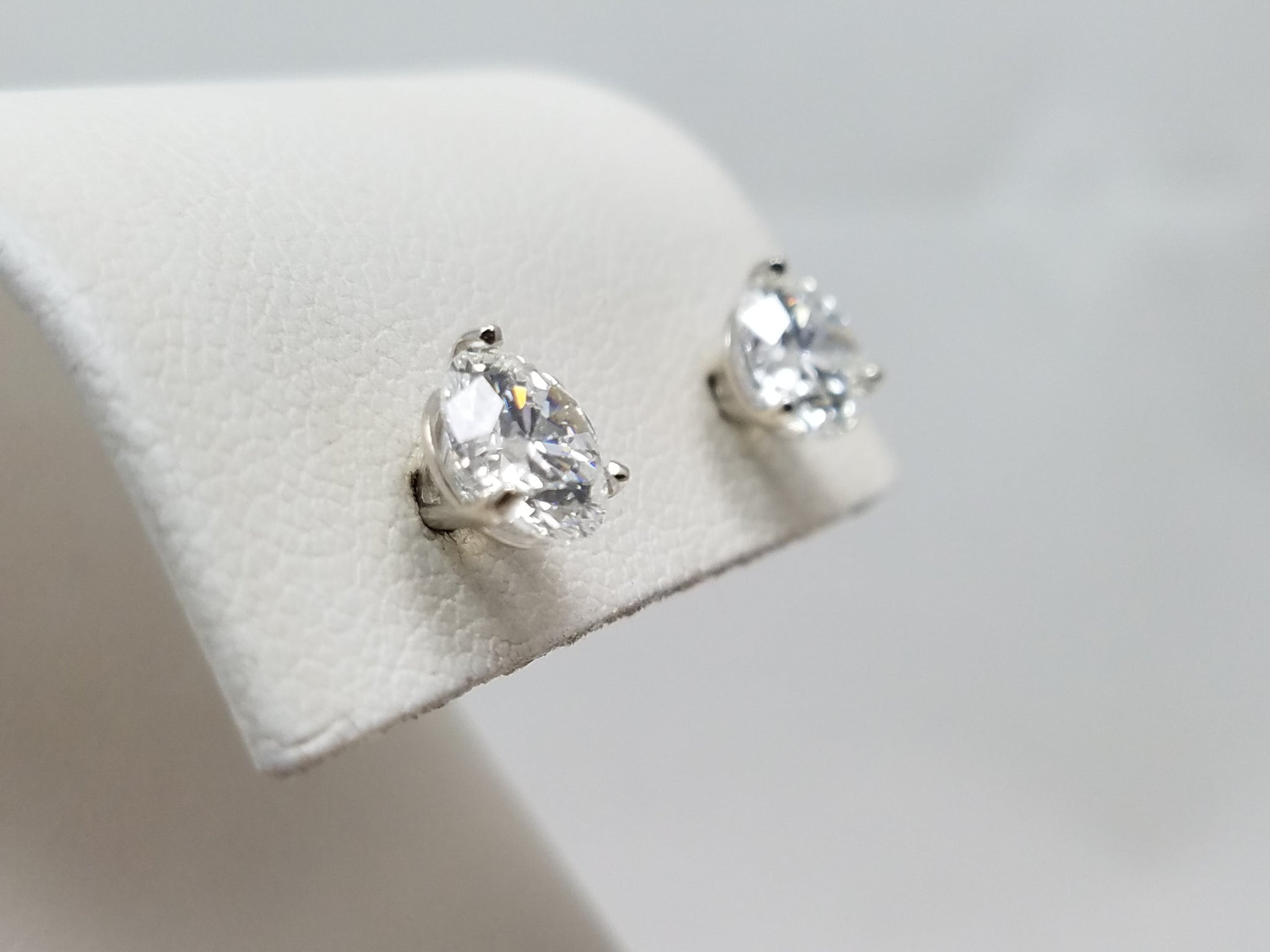 Superior 2.18ctw IGI Certified Lab Grown Diamond 14k White Gold Solitaire Earrings