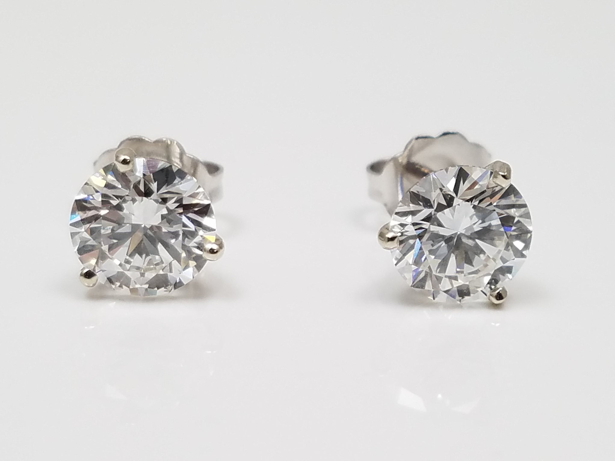Superior 2.18ctw IGI Certified Lab Grown Diamond 14k White Gold Solitaire Earrings