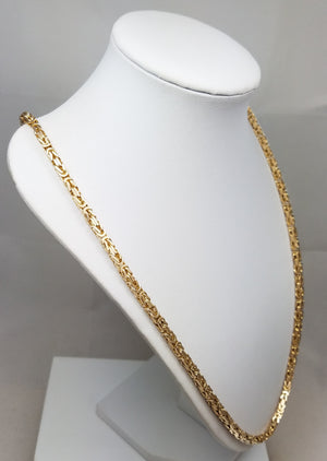 Dynamic 26" Solid 10k Yellow Gold Byzantine Link Chain Necklace