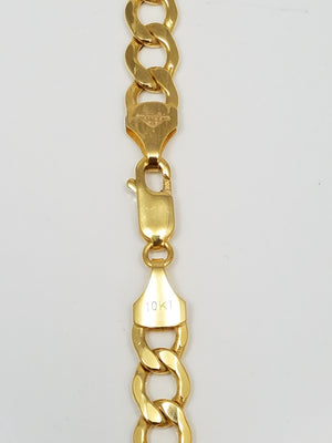Sporty 22" 10k Hollow Yellow Gold Curb Link Chain Necklace