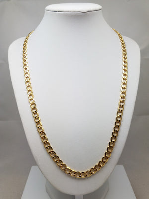 Sporty 22" 10k Hollow Yellow Gold Curb Link Chain Necklace