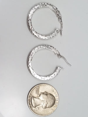 14k White Gold Hollow Hoop Earrings
