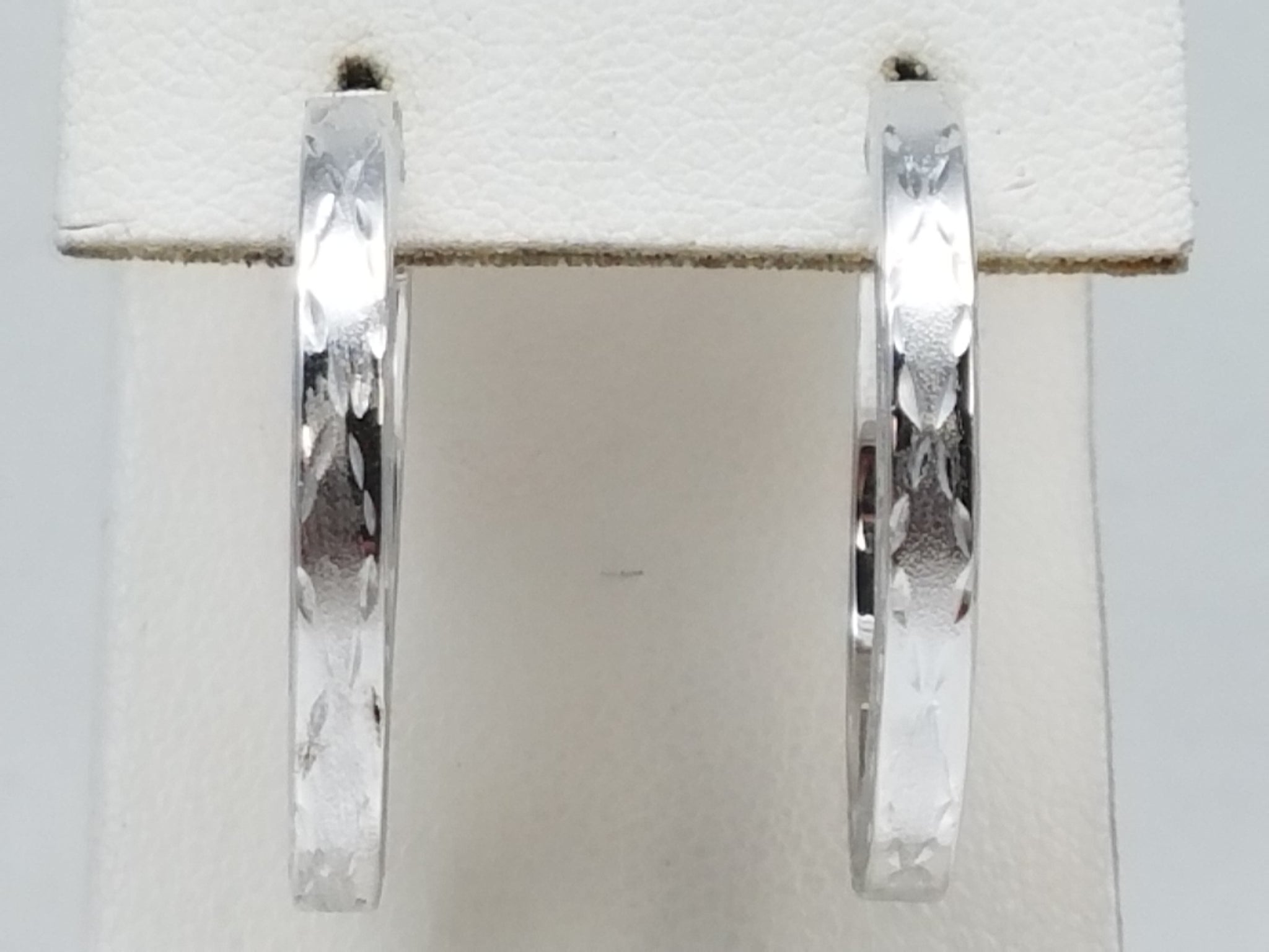 14k White Gold Hollow Hoop Earrings