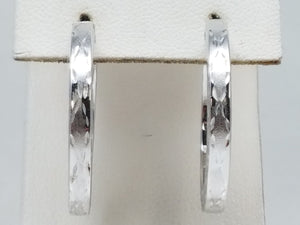 14k White Gold Hollow Hoop Earrings