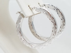 14k White Gold Hollow Hoop Earrings
