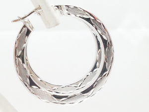 14k White Gold Hollow Hoop Earrings