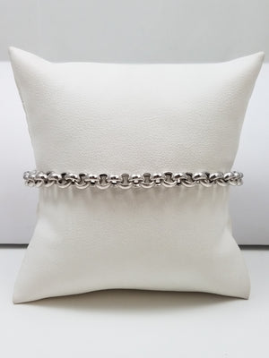 Bold 7.25" 14k White Gold Rolo Link Bracelet