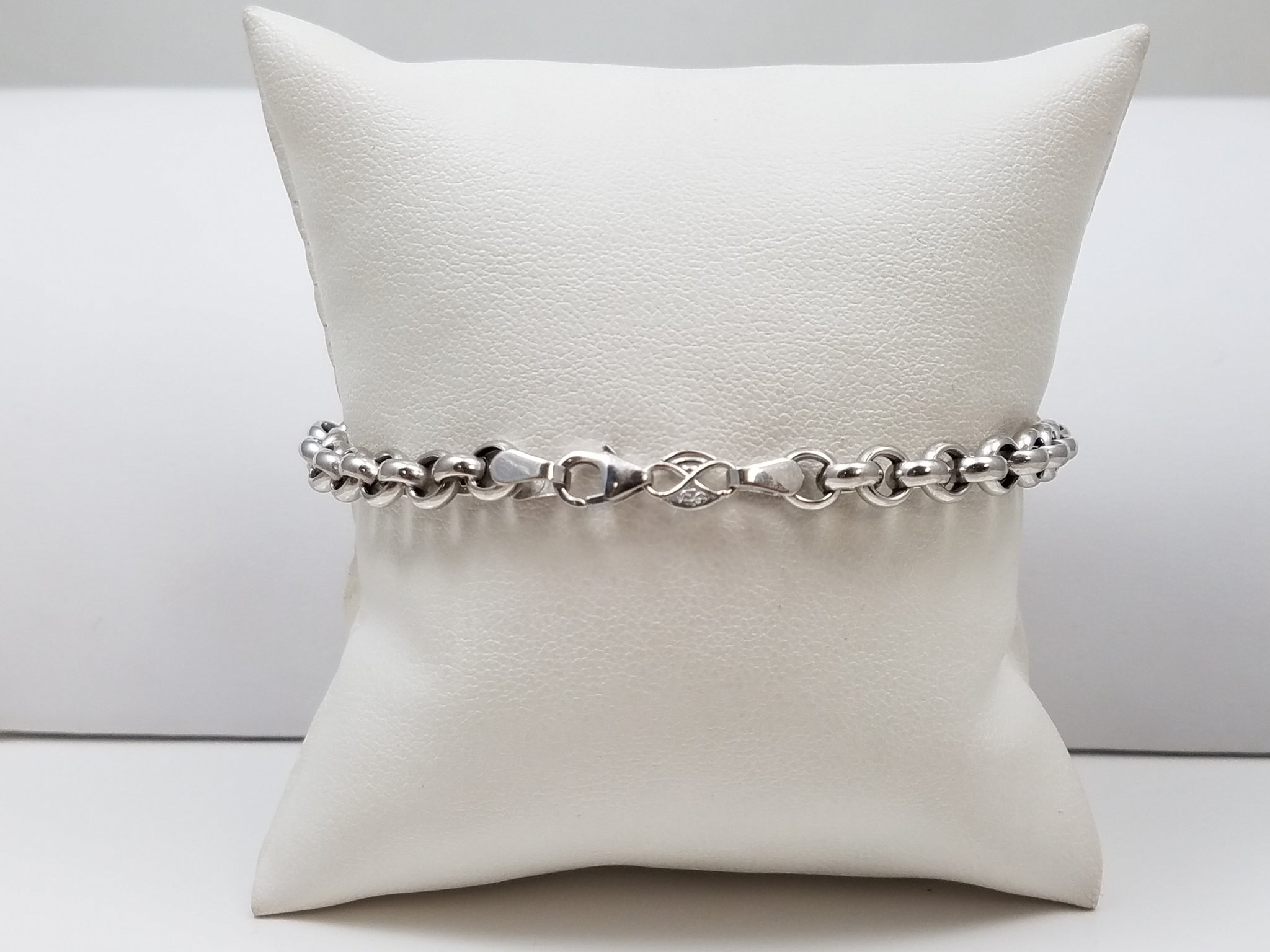Bold 7.25" 14k White Gold Rolo Link Bracelet