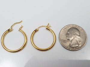 Simple 14k Yellow Gold Hollow Hoop Earrings