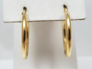 Simple 14k Yellow Gold Hollow Hoop Earrings
