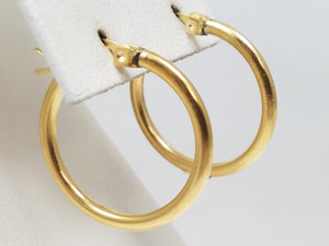 Simple 14k Yellow Gold Hollow Hoop Earrings
