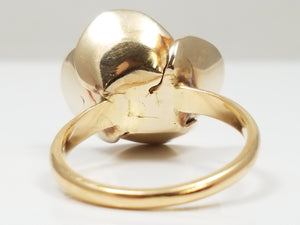 Vintage Handmade 14k Yellow Gold Pearl Flower Ring