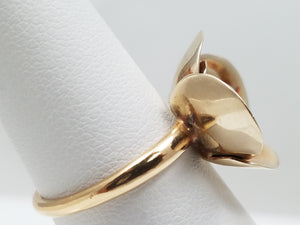 Vintage Handmade 14k Yellow Gold Pearl Flower Ring