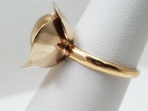 Vintage Handmade 14k Yellow Gold Pearl Flower Ring