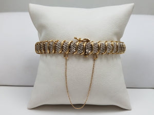 Showy 10k Two Tone Gold 7" Natural Diamond Tennis Bracelet