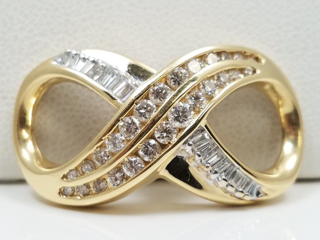 Natural Diamond Infinity Slide Pendant in 14k Yellow Gold