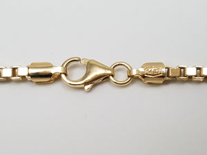 14k Yellow Gold Solid Box Link 20" Necklace