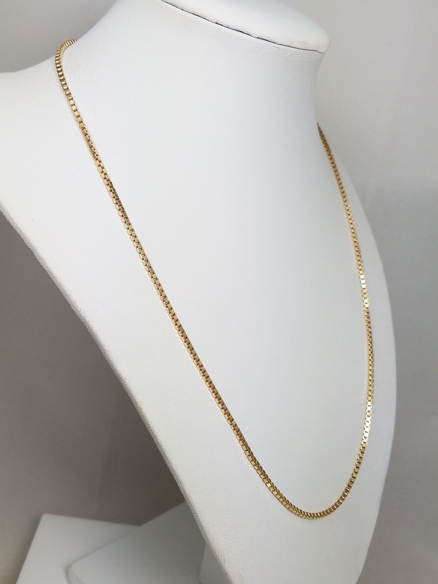14k Yellow Gold Solid Box Link 20" Necklace