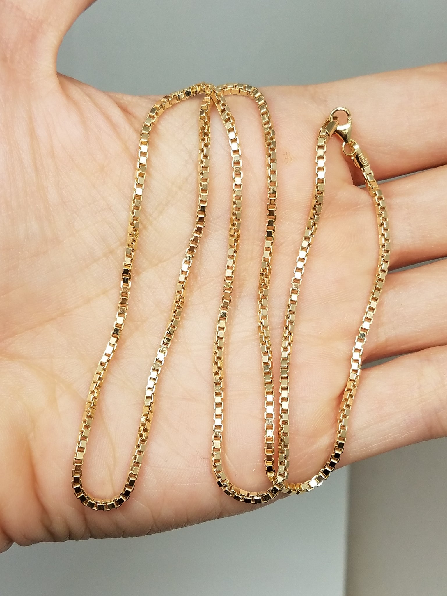 14k Yellow Gold Solid Box Link 20" Necklace