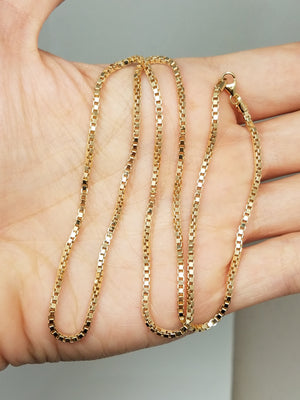 14k Yellow Gold Solid Box Link 20" Necklace