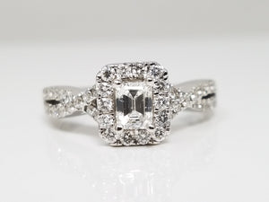 Emerald Cut Diamond 14k White Gold Engagement Ring