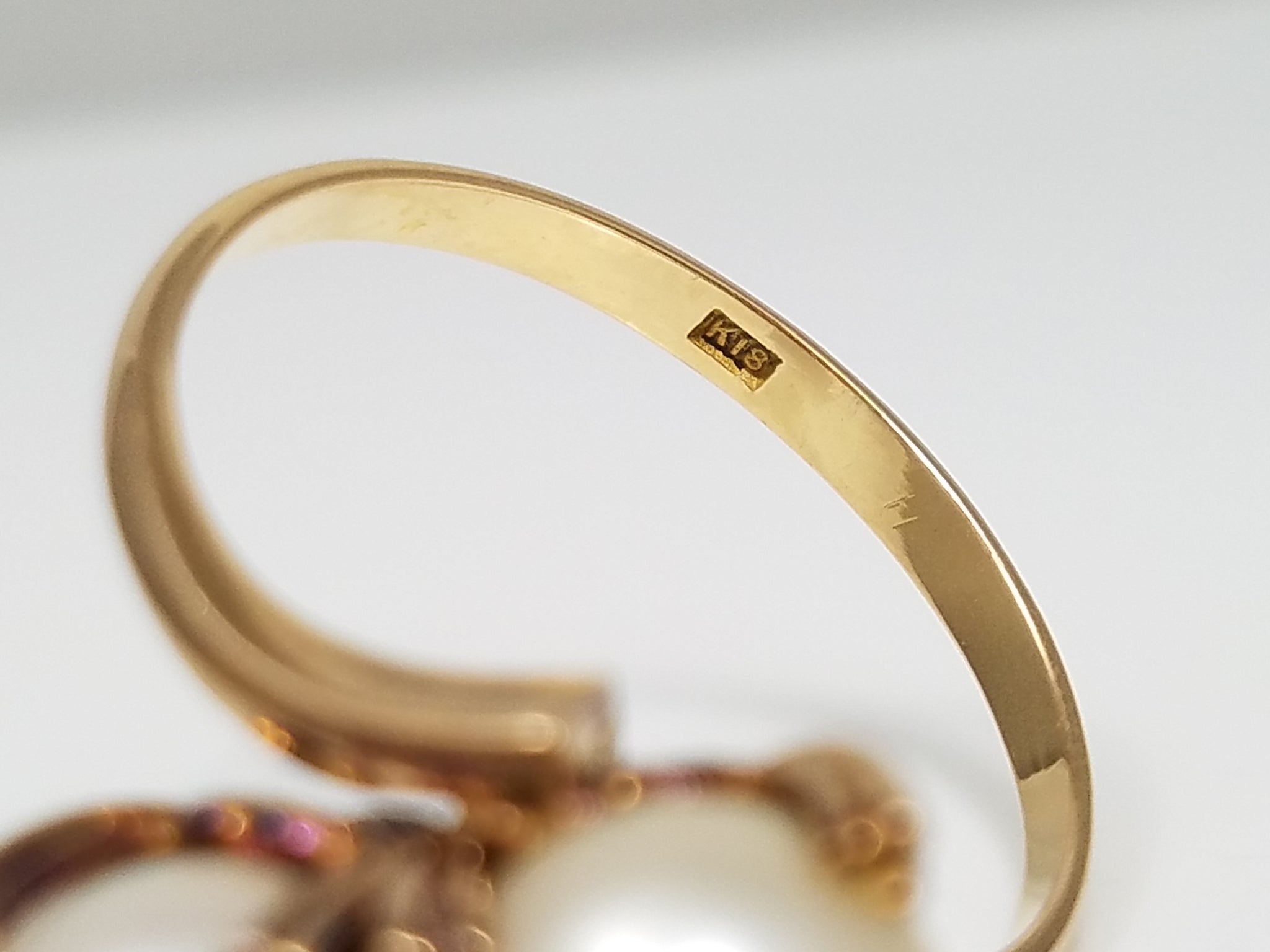 Vintage Double Pearl 18k Yellow Gold Ring