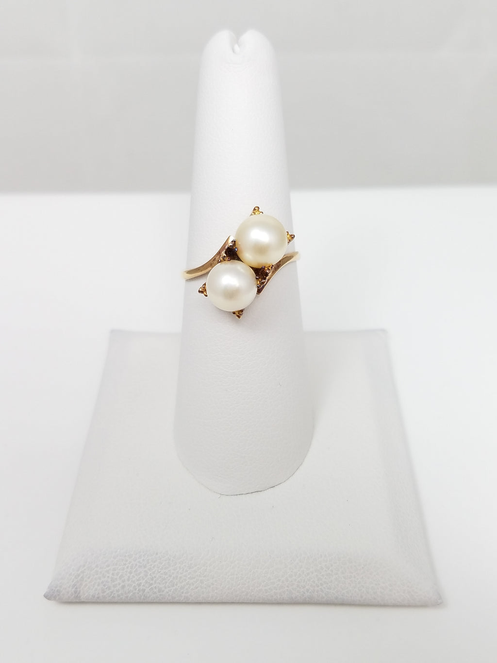 Vintage Double Pearl 18k Yellow Gold Ring