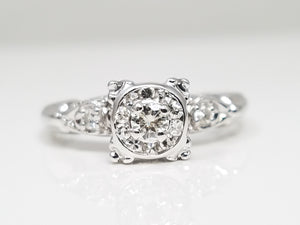 14k White Gold Natural Diamond Engagement Ring