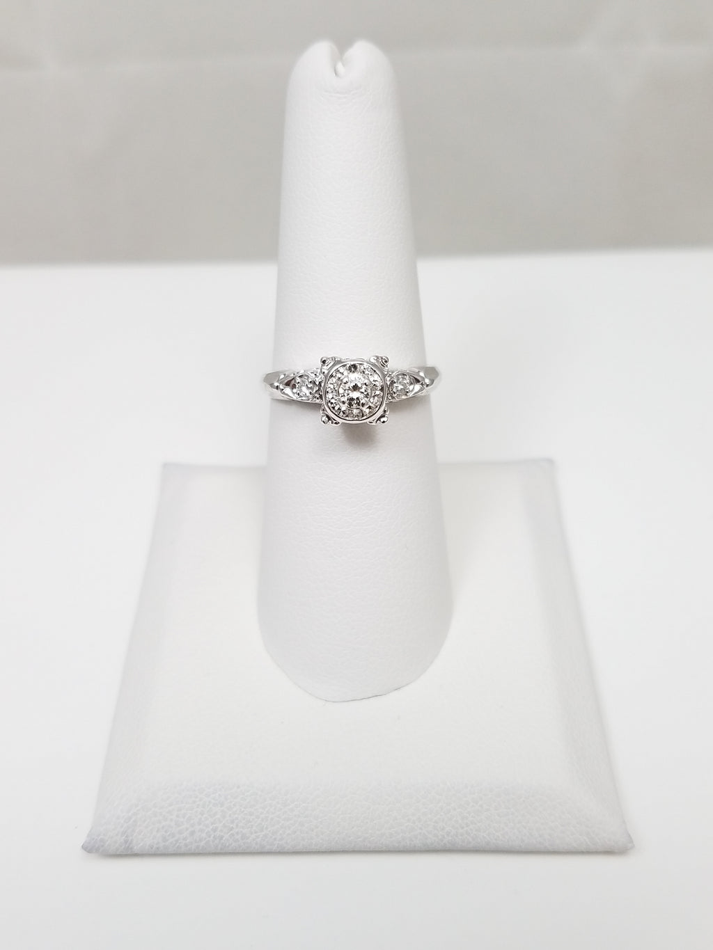 14k White Gold Natural Diamond Engagement Ring