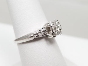 14k White Gold Natural Diamond Engagement Ring