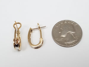 10K Yellow Gold Natural Diamond Half Hoop Earrings