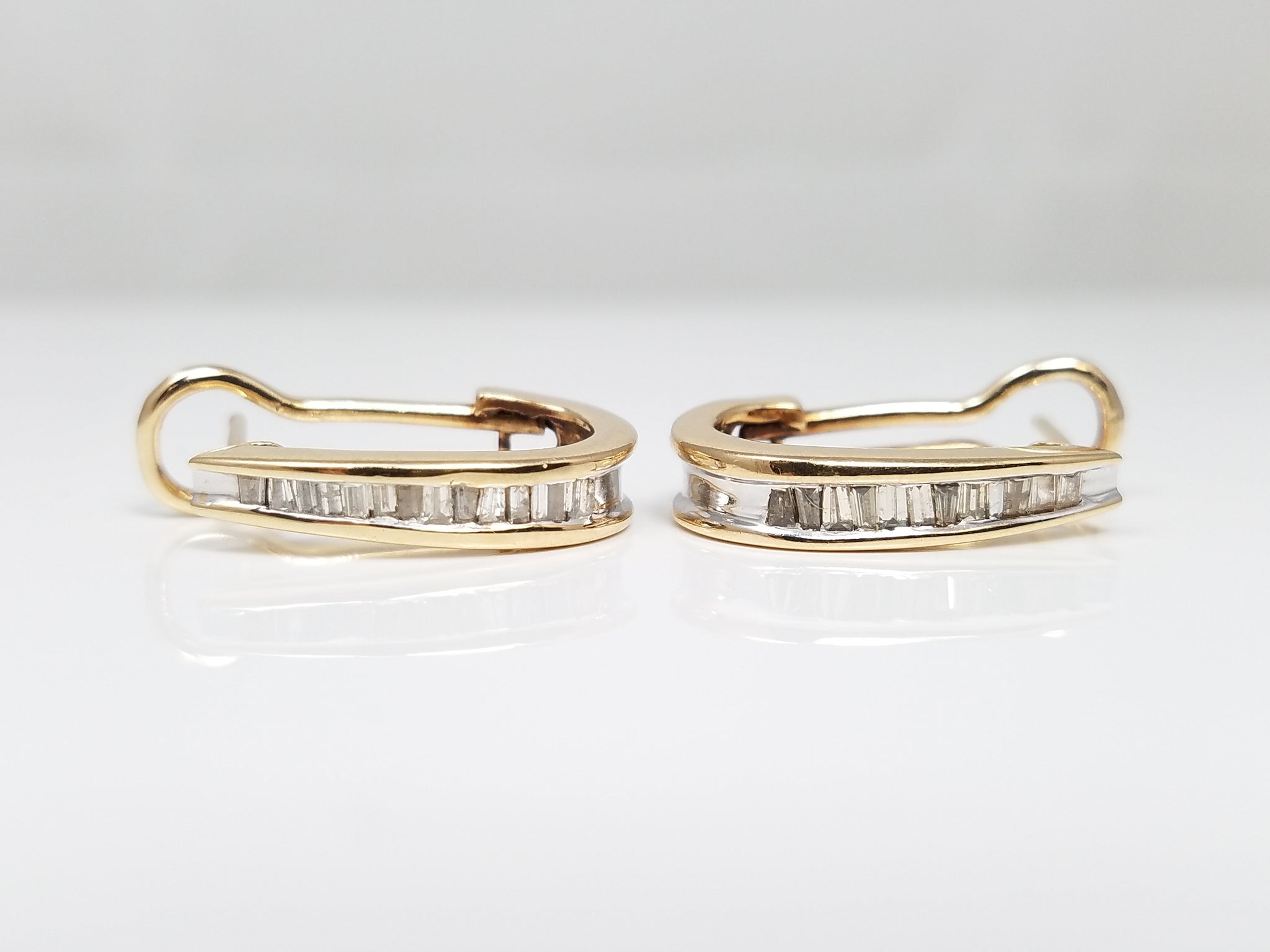 10K Yellow Gold Natural Diamond Half Hoop Earrings