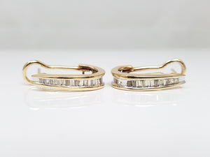 10K Yellow Gold Natural Diamond Half Hoop Earrings