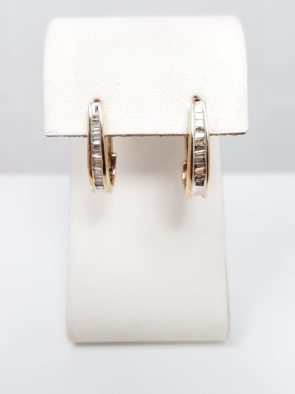 10K Yellow Gold Natural Diamond Half Hoop Earrings