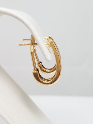 10K Yellow Gold Natural Diamond Half Hoop Earrings