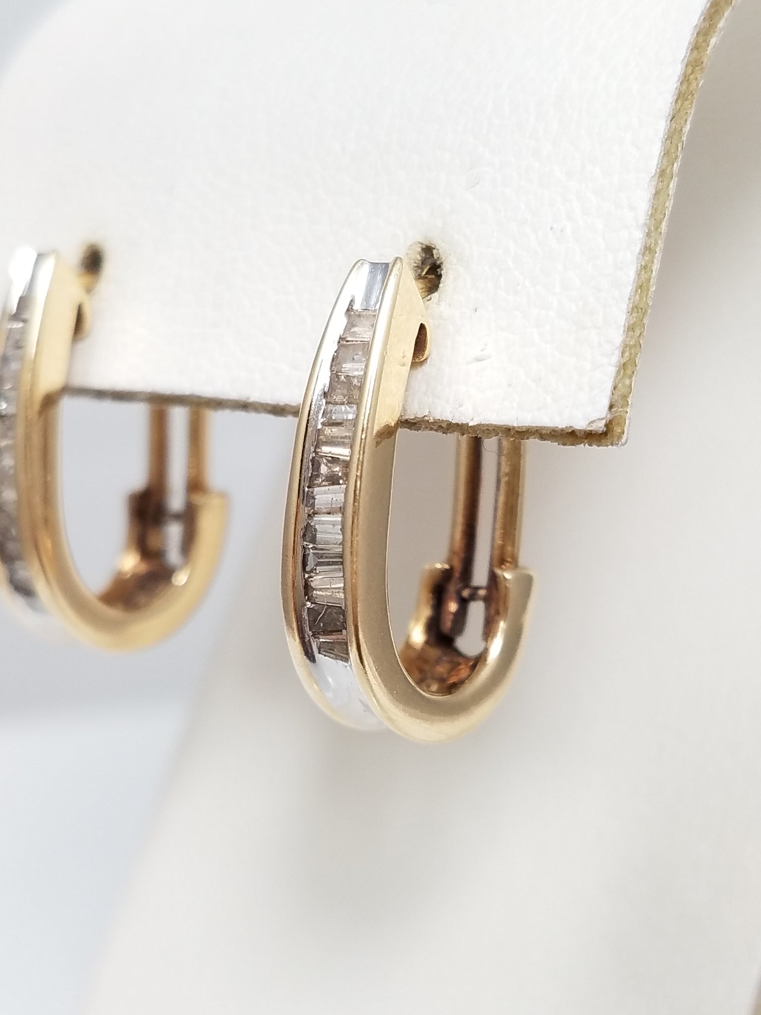 10K Yellow Gold Natural Diamond Half Hoop Earrings