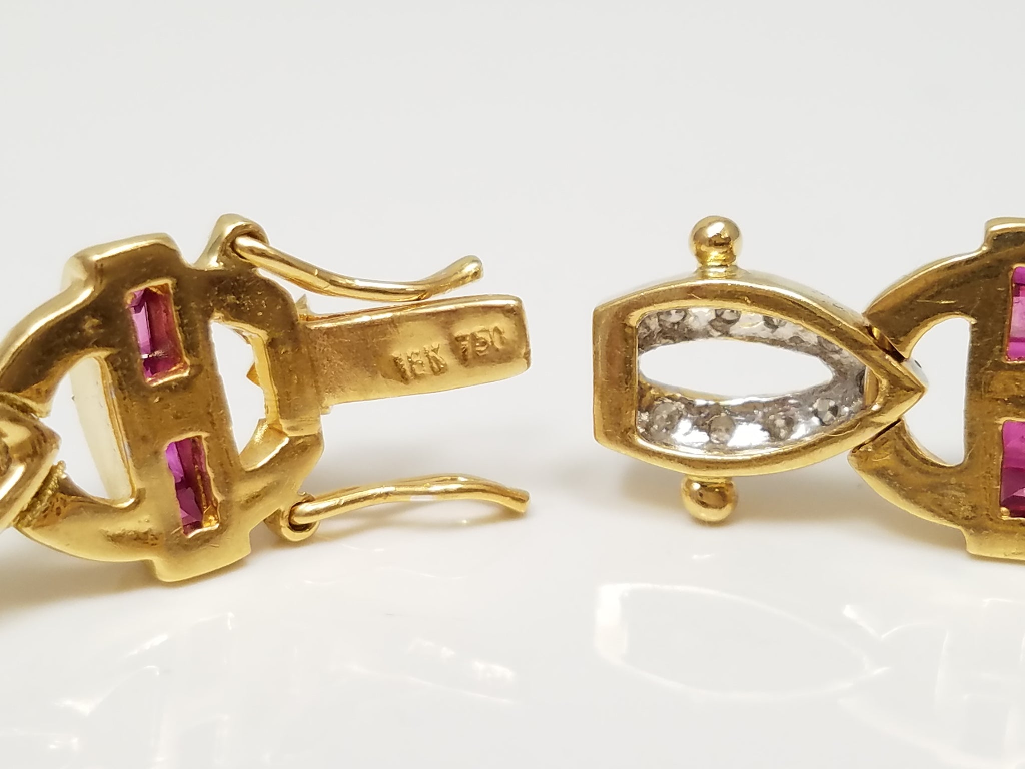 Spectacular 18k Yellow Gold Ruby, Emerald, Sapphire Diamond 7" Bracelet