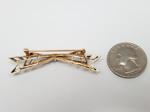 *To Restore* Art Deco 14k Yellow Gold/Platinum Natural Diamond Bow Pin
