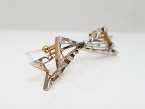 *To Restore* Art Deco 14k Yellow Gold/Platinum Natural Diamond Bow Pin