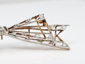 *To Restore* Art Deco 14k Yellow Gold/Platinum Natural Diamond Bow Pin