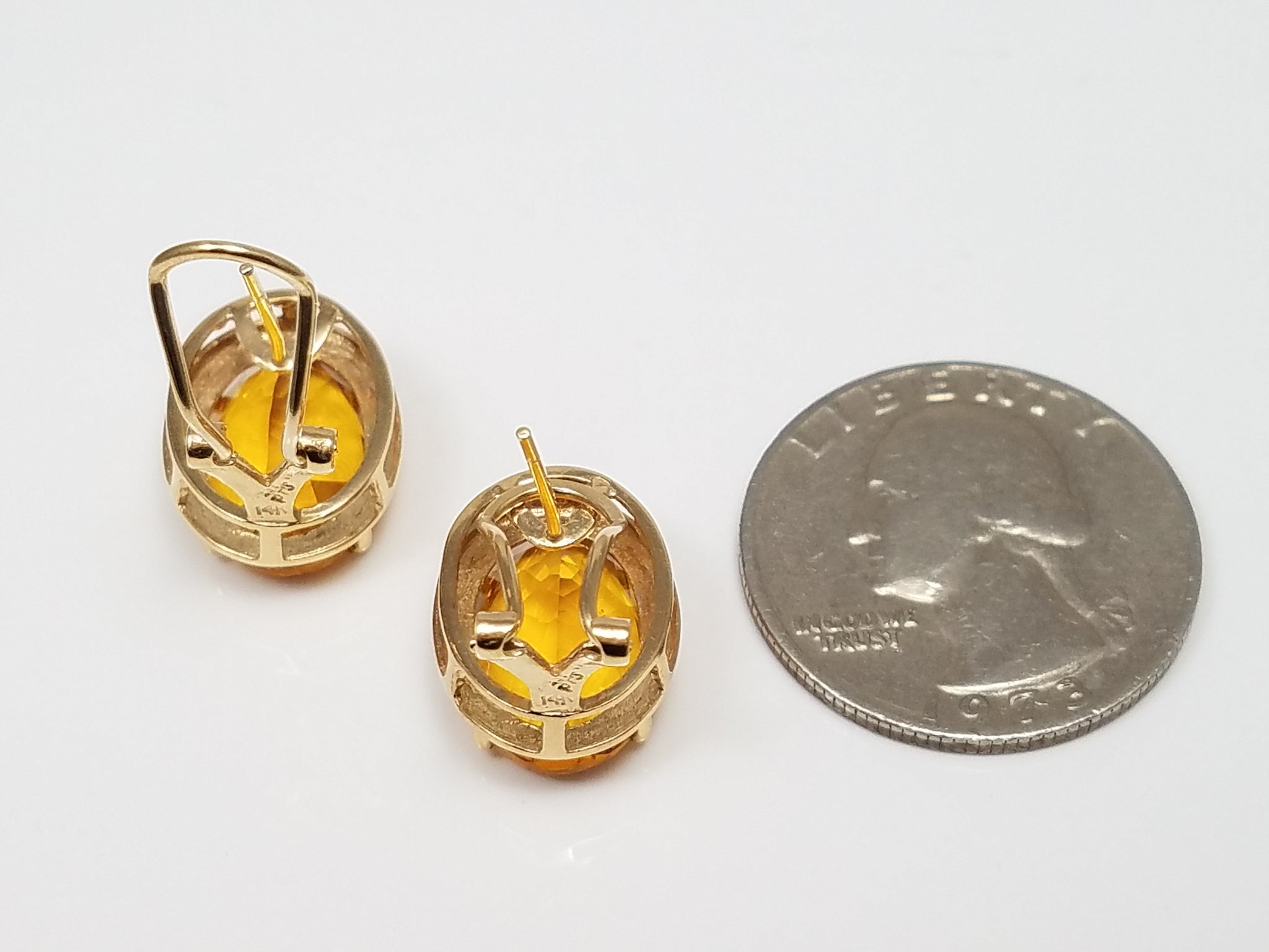 10ctw Natural Citrine 14k Yellow Gold Earrings